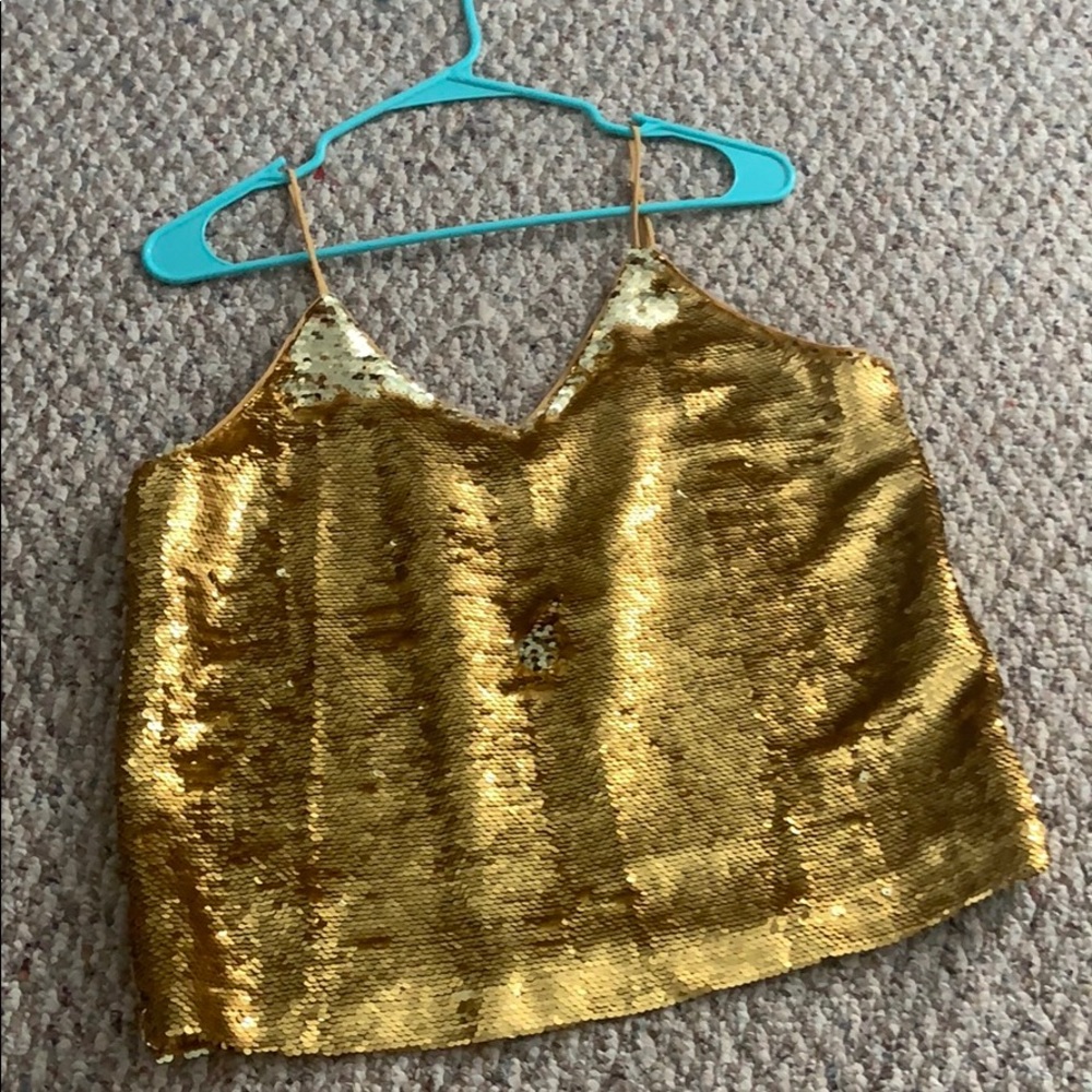 Sparkly gold tank top